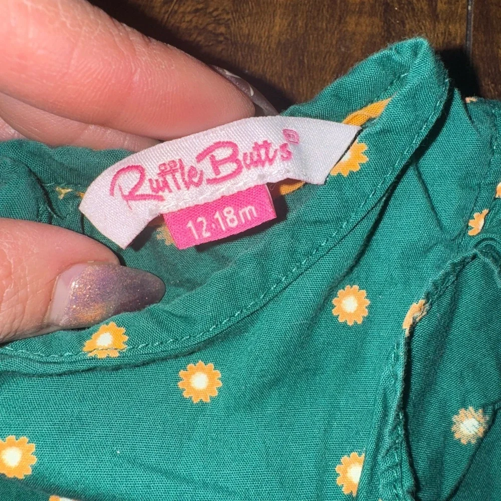 Ruffle Butts Green and Yellow Polka Dot One Piece